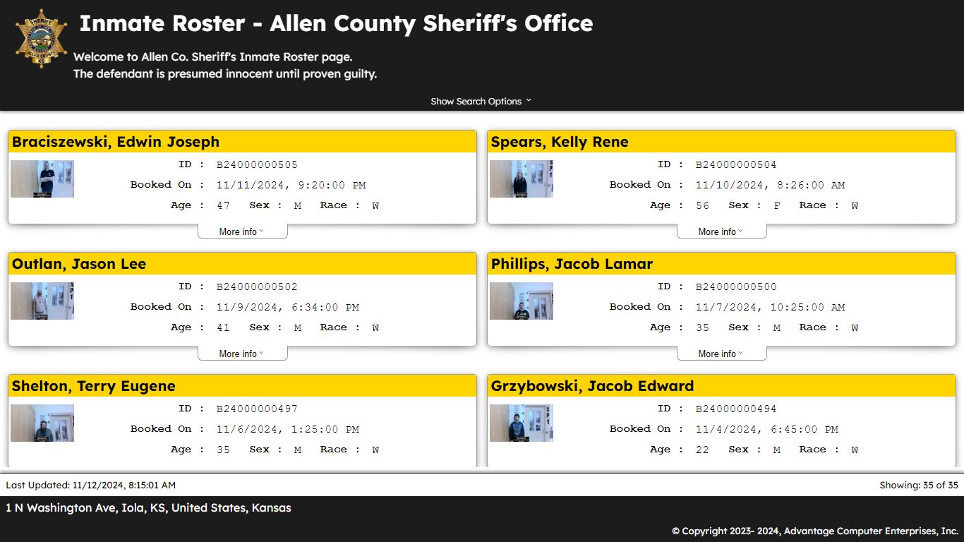 Advantage Inmate View - ALLEN COUNTY SHERIFF'S OFFICE